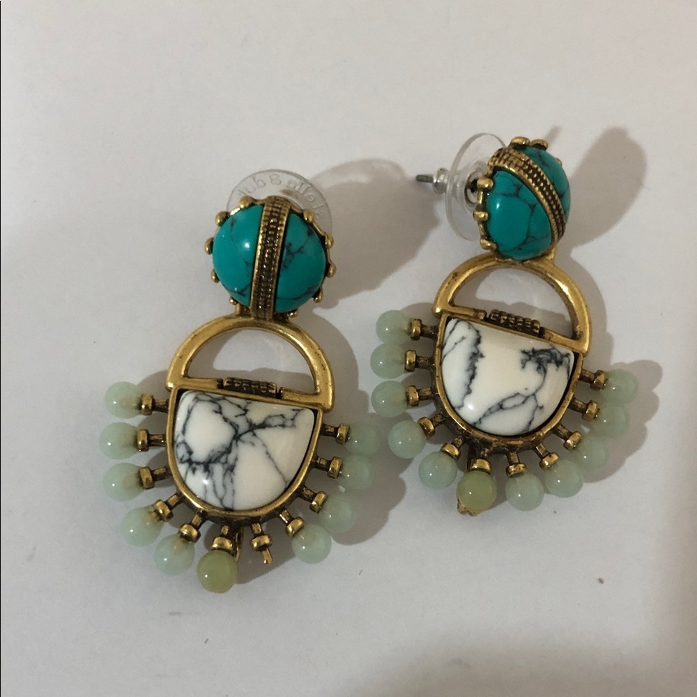 Stella & Dot Totem Turquoise and Gold Earrings